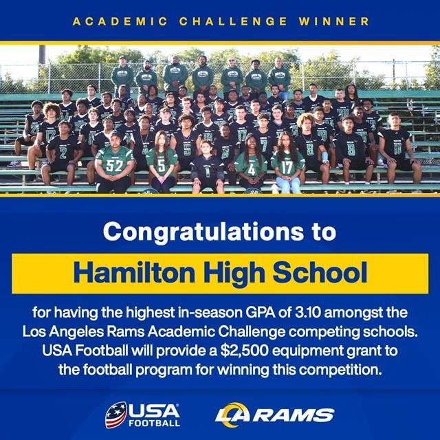 Hamilton High School Academic Challenge Winner